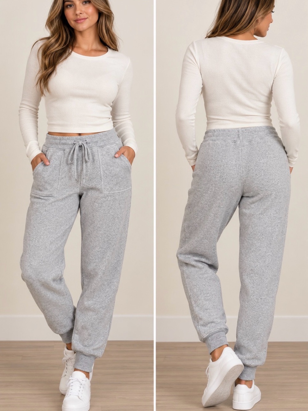 Avalanche Light Gray High-Waist Drawstring Joggers